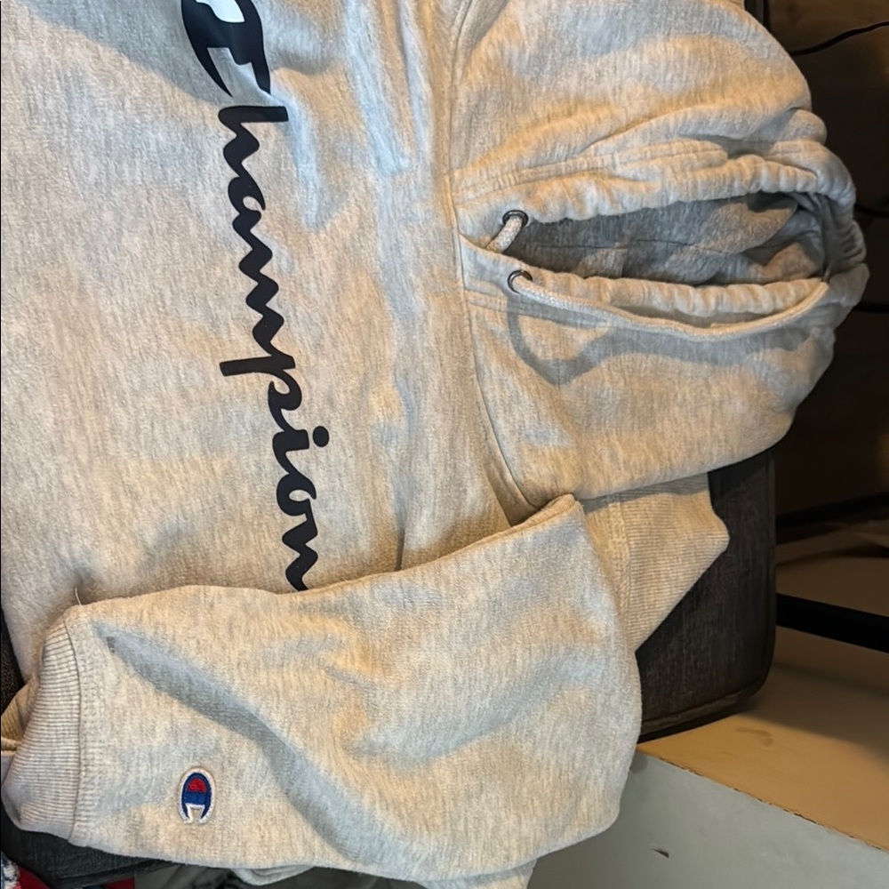 Champion Gray Fleece Sweater with Signature Logo